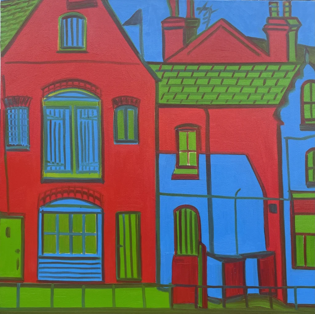 'Painting the town red'
61x61cms, 2026